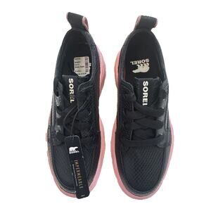 Sorel Black and Pink Women's Waterproof Lace-Up Sneakers